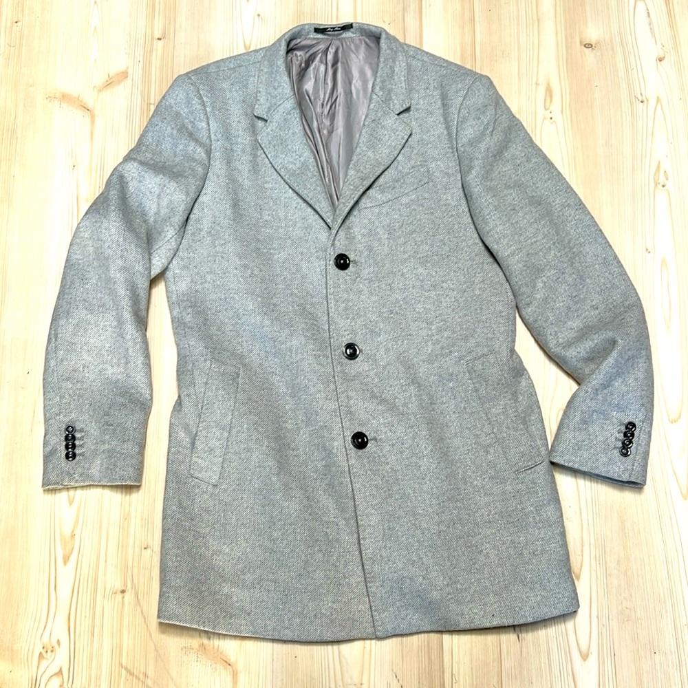 MNG Light Gray Wool Blend Trench Coat